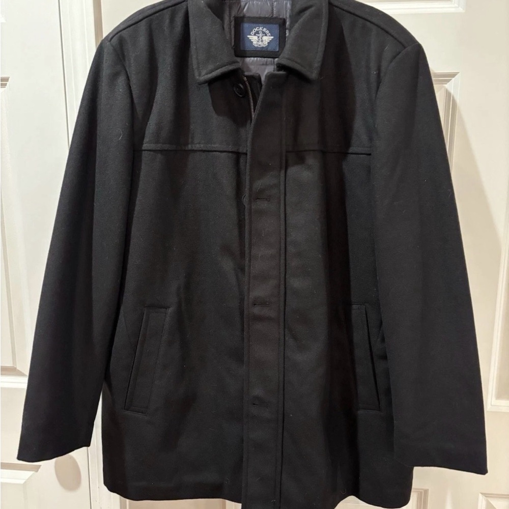 Dockers Men's Classic Wool Blend Black Trench Coat XXL